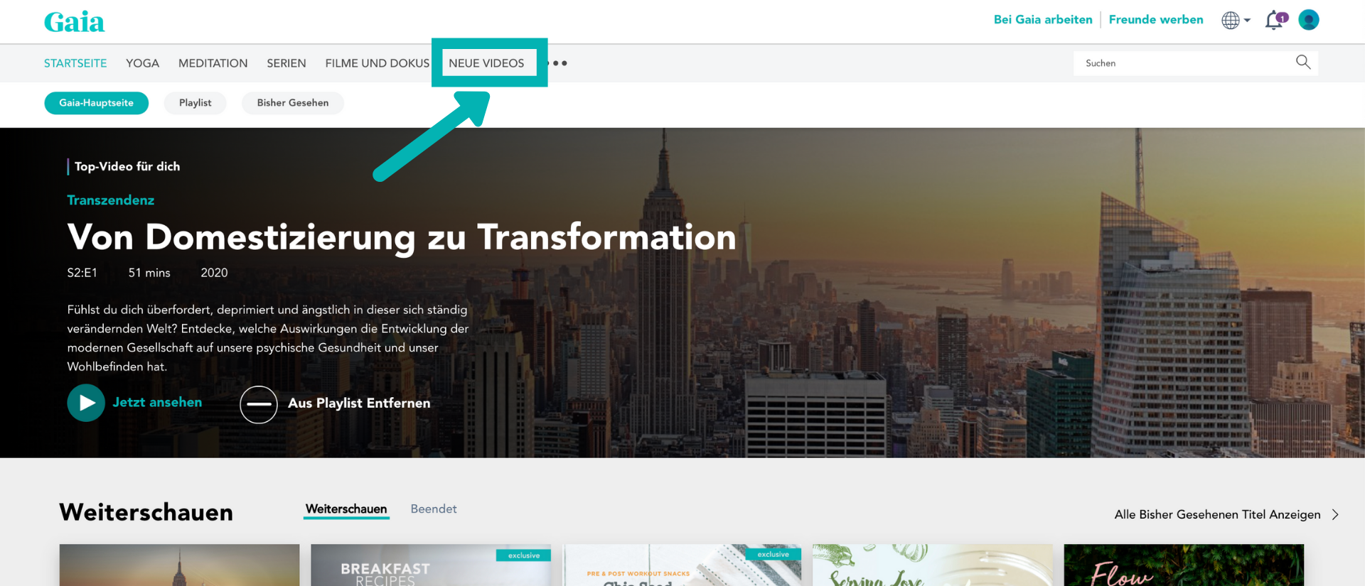 Wo finde ich neue Videos auf Gaia? GaiaHilfezentrum